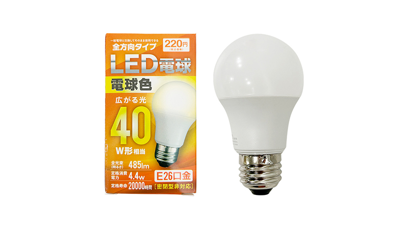 ＬＥＤ電球４０Ｗ相当　電球色１００Ｖ