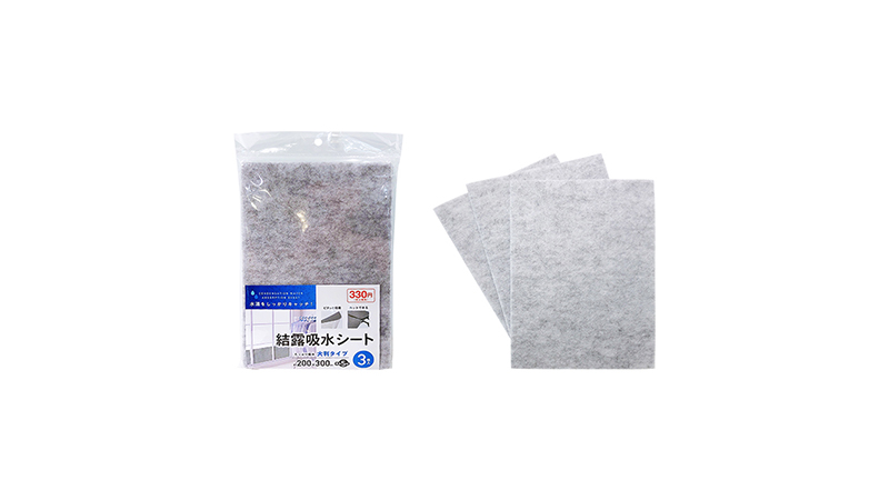 窓に吸着結露　吸水シート